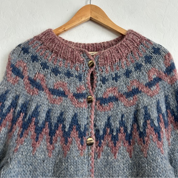 David Grains VTG Sweater Large? Cardigan Wool Icelandic Lopi Nordic Fair Isle - Picture 2 of 11